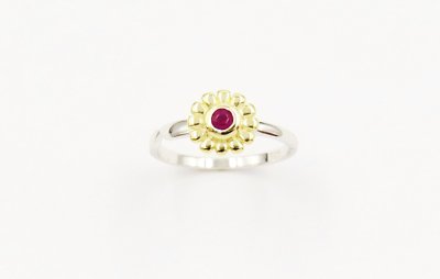 The Rising Sun flower Sword Ring - 18K Gold plated and Sterling Silver, Genuine 