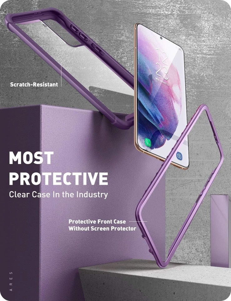 Galaxy S21 Case 6.2 Inch Rugged Clear Shockproof Bumper Purple i-Blason Ares - Image 2 of 4