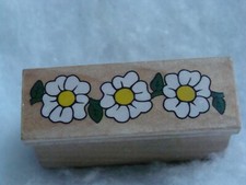 NEW UNUSED Trio Of Daisy Flowers Daisies Rubber Stamp Wood Mounted