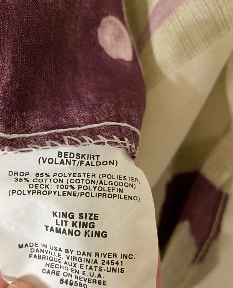 Винтажная юбка для кровати Dan River королевская геометрическая абстрактная 13 дюймов плиссированная 80-е 90-е - Изображение 4 из 4