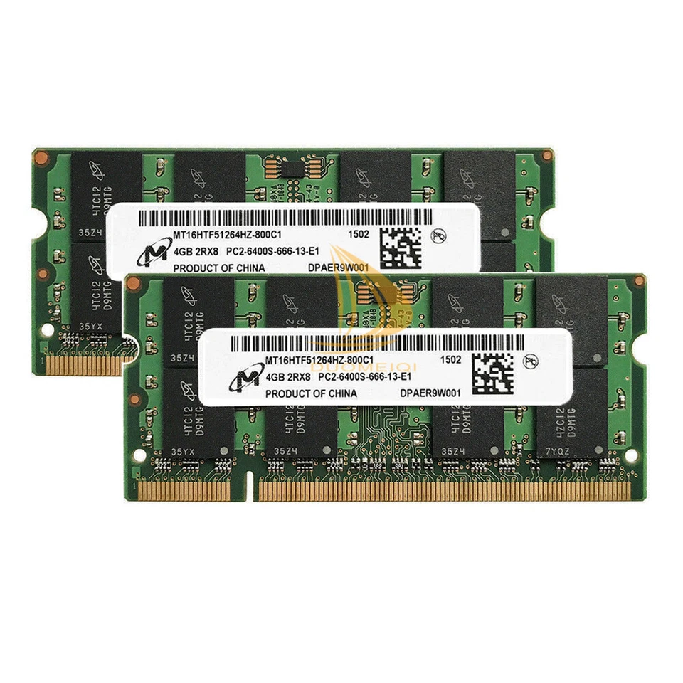 8GB Micron 2pcs 4GB 2Rx8 PC2-6400 DDR2-800MHz 200pin SODIMM RAM Laptop Memory /。 - Image 3 of 3