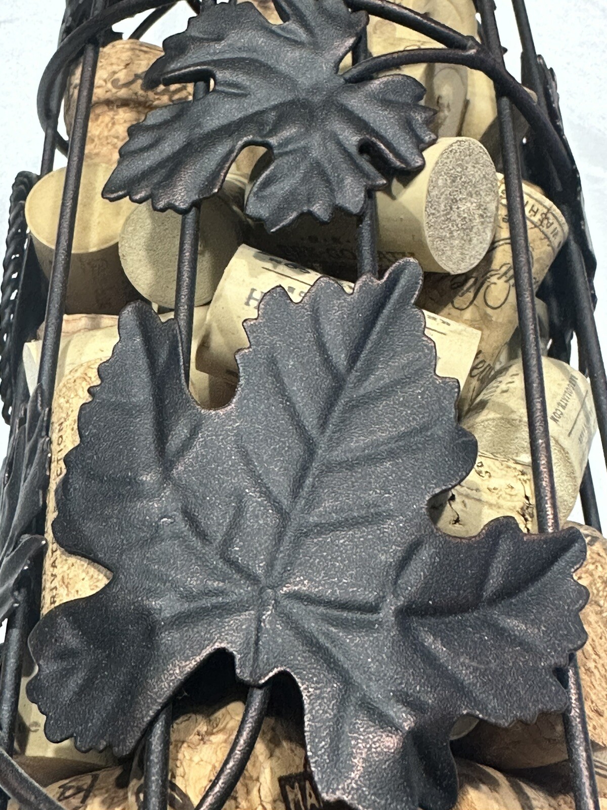 Wine Bottle Shaped Wire Cage Bar Decor 13” Cork Holder - Barware Man Cave - EUC