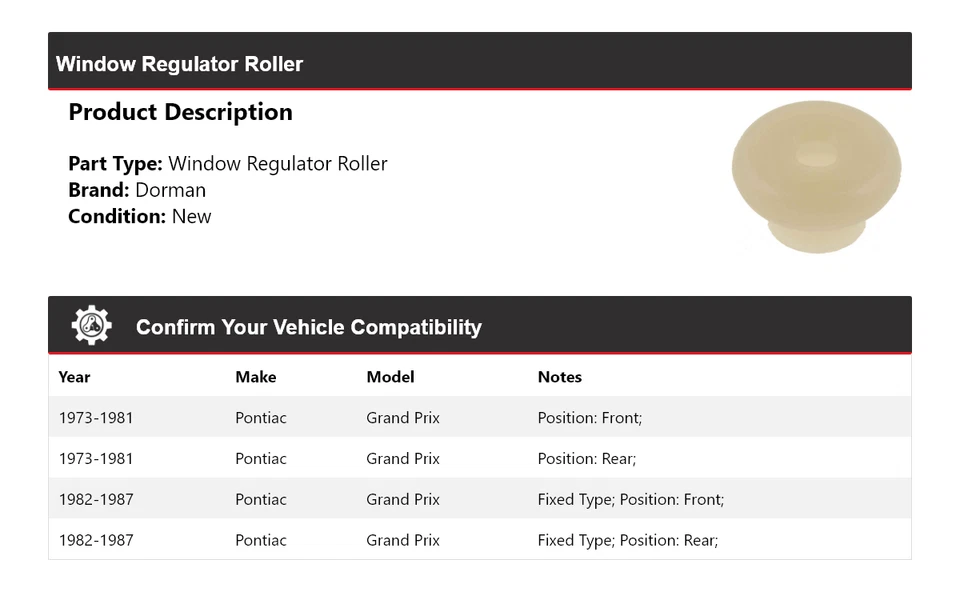Rolo regulador de janela Pontiac Grand Prix Dorman 1973-1987 1974 1975 1976 - Imagem 2 de 4