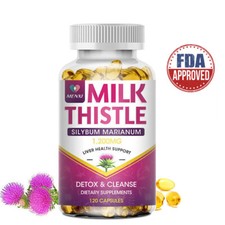 1200MG Milk Thistle Silymarin 120 Capsules Dandelion Root Extract Liver Health