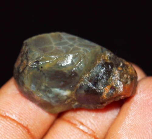 Certified GIE 44.60 Natural Ethiopian Black Opal Welo Fire Rough Loose Gemstone - Picture 6 of 7
