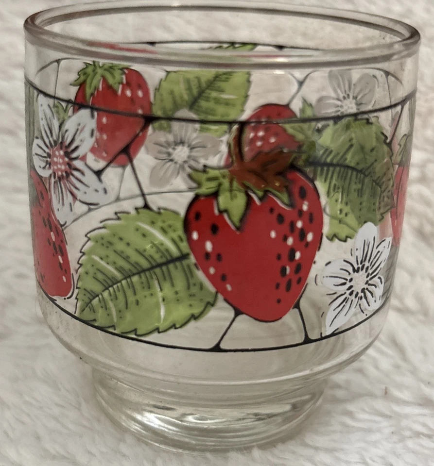 Vintage Strawberries Libbey Hostess Set In Box 9oz Rocks Glasses Set Of 8 - Image 4 of 4