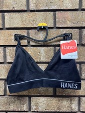 NWT Hanes Women's Seamless Triangle Bralette, Soft Ribbed Bra ComfortFlex Fit, L