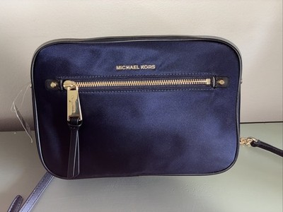 Designer Crossbody Bag By Michael Kors Navy And Black With Gold Accents