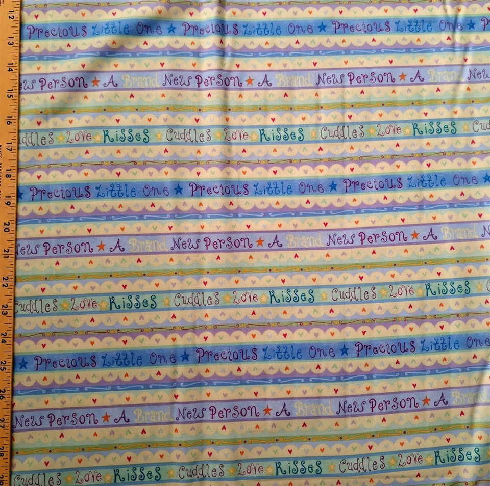 Tela de algodón púrpura a rayas Henry Glass Precious Little One Word por yarda Foto 2 de 2