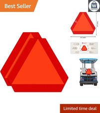 Pack of 2 High Visibility Slow Moving Vehicle Signs - 14x16 inch Triangle Decals