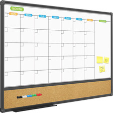 Jiloffice Magnetic Calendar Whiteboard  Bulletin Corkboard Combination, Combo B