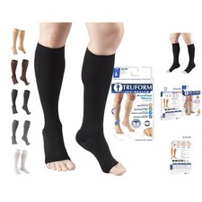 Black Knee High Compression Stockings 20-30 mmHg: Open Toe, XL - Latex-Free