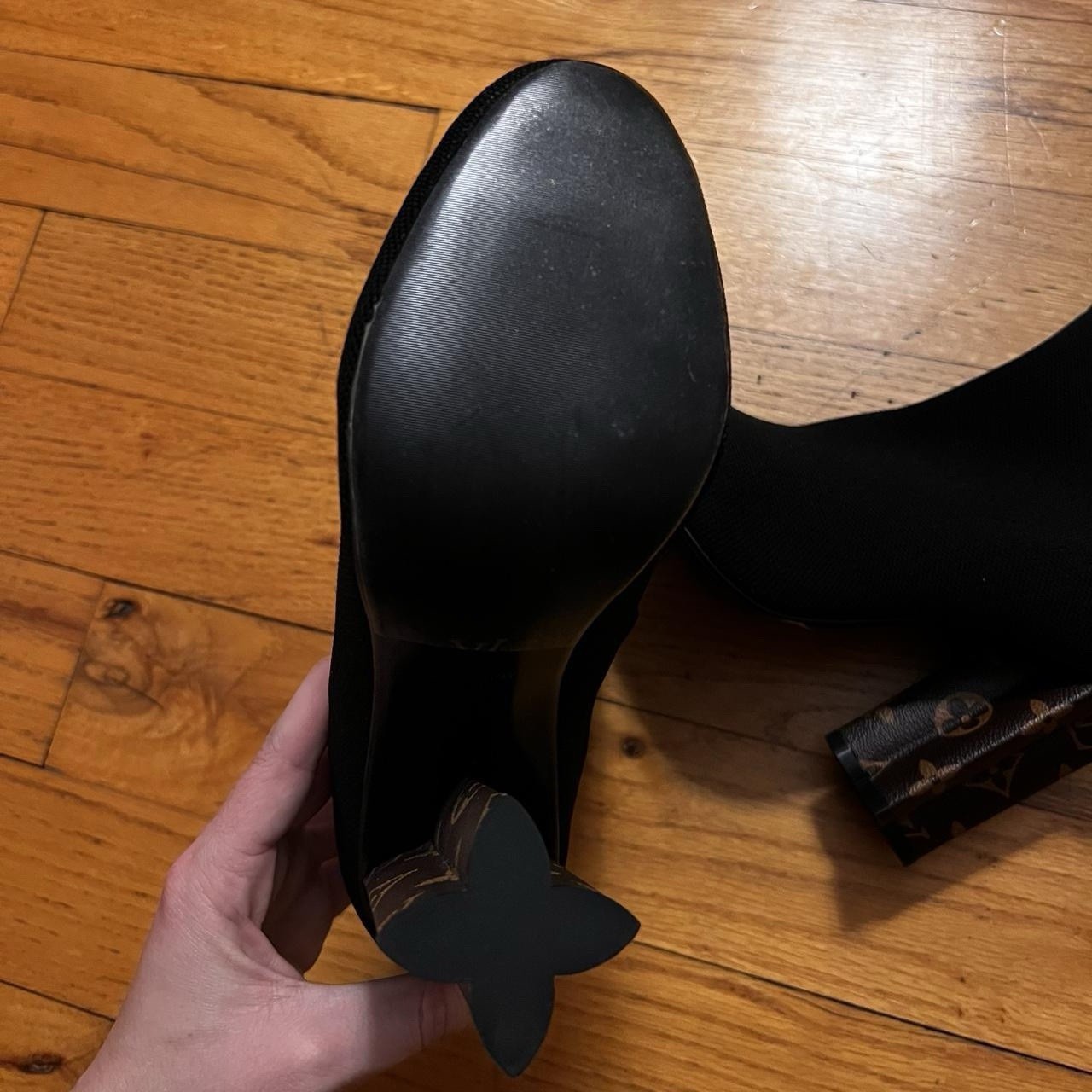 LOUIS VUITTON Silhouette Ankle Boots Sock Boots Monogram EU38 US8 Black Women thumbnail 4