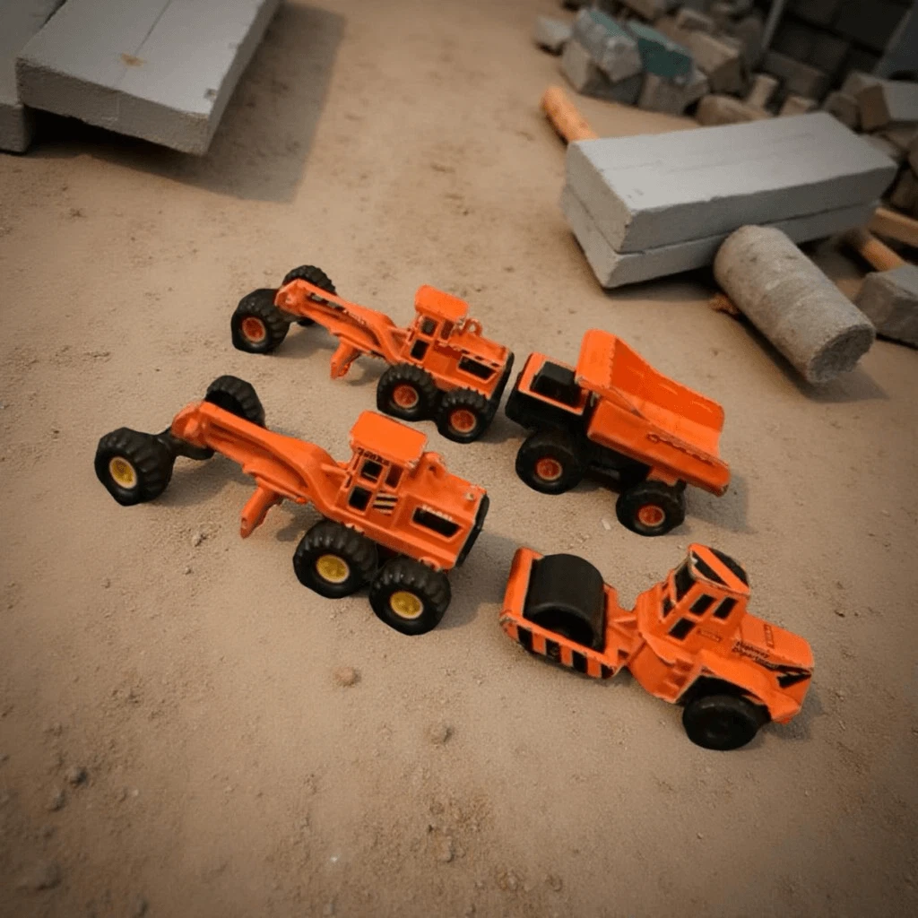 Vintage Orange Maisto Tonka Hasbro Mighty Mini Construction Set
