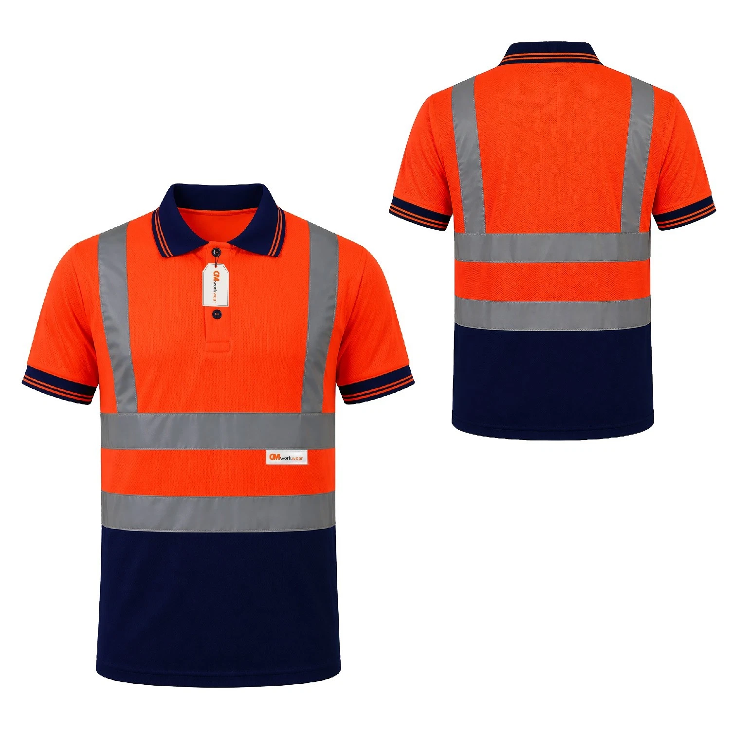 Orange Navy hi-vis polo shirt