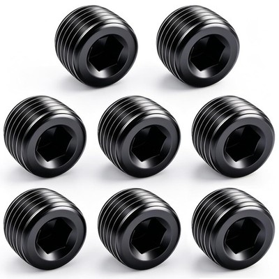 8PCS 1/2''NPT Male Pipe Plug Fitting Black Carbon Steel Pipe Plug Set Internal He