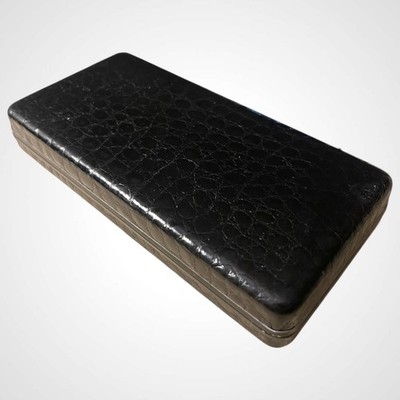 DELTA Black Faux Leather Coconut Effect Pen Case Box, Used, Vintage Pen Box