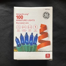 NEW GE String A Long Lights 100 Ct Mini Blue/Green Wire Xmas Hanukkah 20.6ft