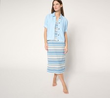 Nuevo Vestido de Salón Muk Luks Elastizado Imitación Denim Topper y Tejido Acanalado Denim/Rayas XS