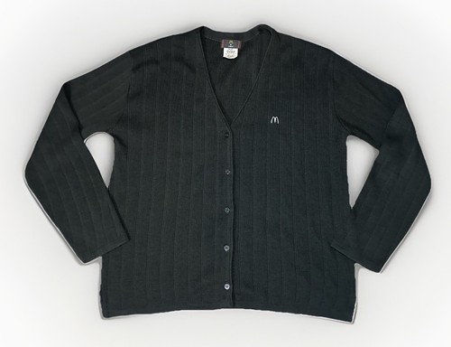VTG RARE McDonalds M By Crest XL Black Work Cardigan Logo Buttons Sweater