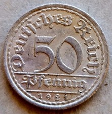 Germany, Weimar Republic 1921-A Aluminum 50 Pfennig. High Grade. KM# 27