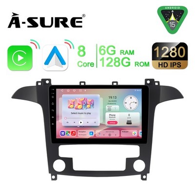 9'' 6G+128GB Autoradio Für Ford S-Max WA6 2006-2014 Android 15 GPS CarPlay DSP