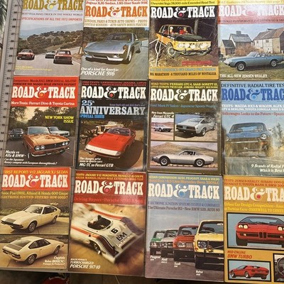 Vintage Lot of 12 1972 ROAD & TRACK Magazine Full Complete Year All Issues BMW