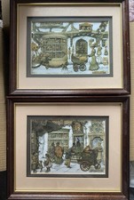 Anton Pieck Vintage Framed Prints Set of 2.