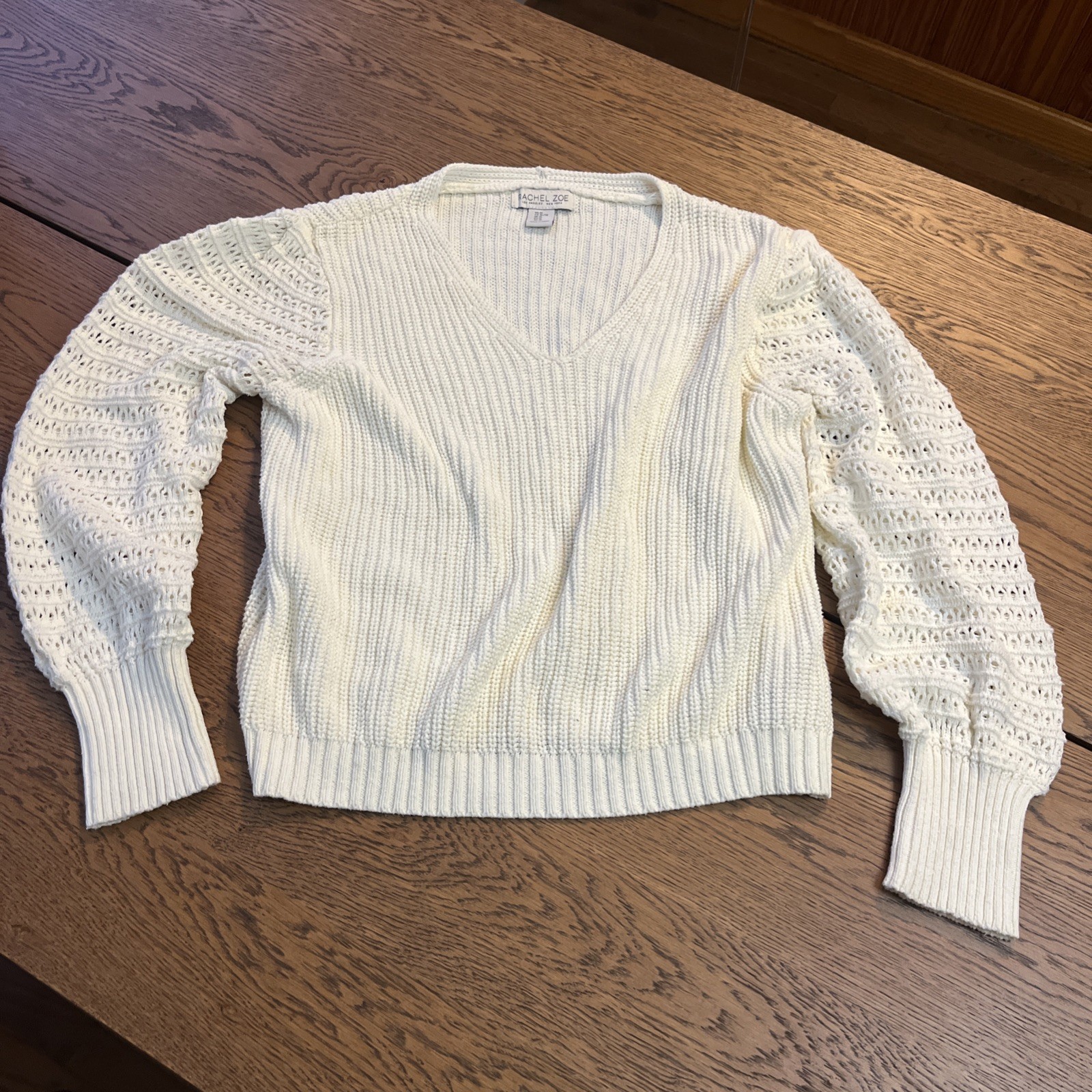Rachel Zoe Women's Knit Sweater Pullover V-neck XL White