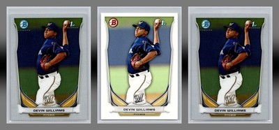 Baseball Card Lot 3 Devin Williams Brewers 2014 1st Bowman Chrome