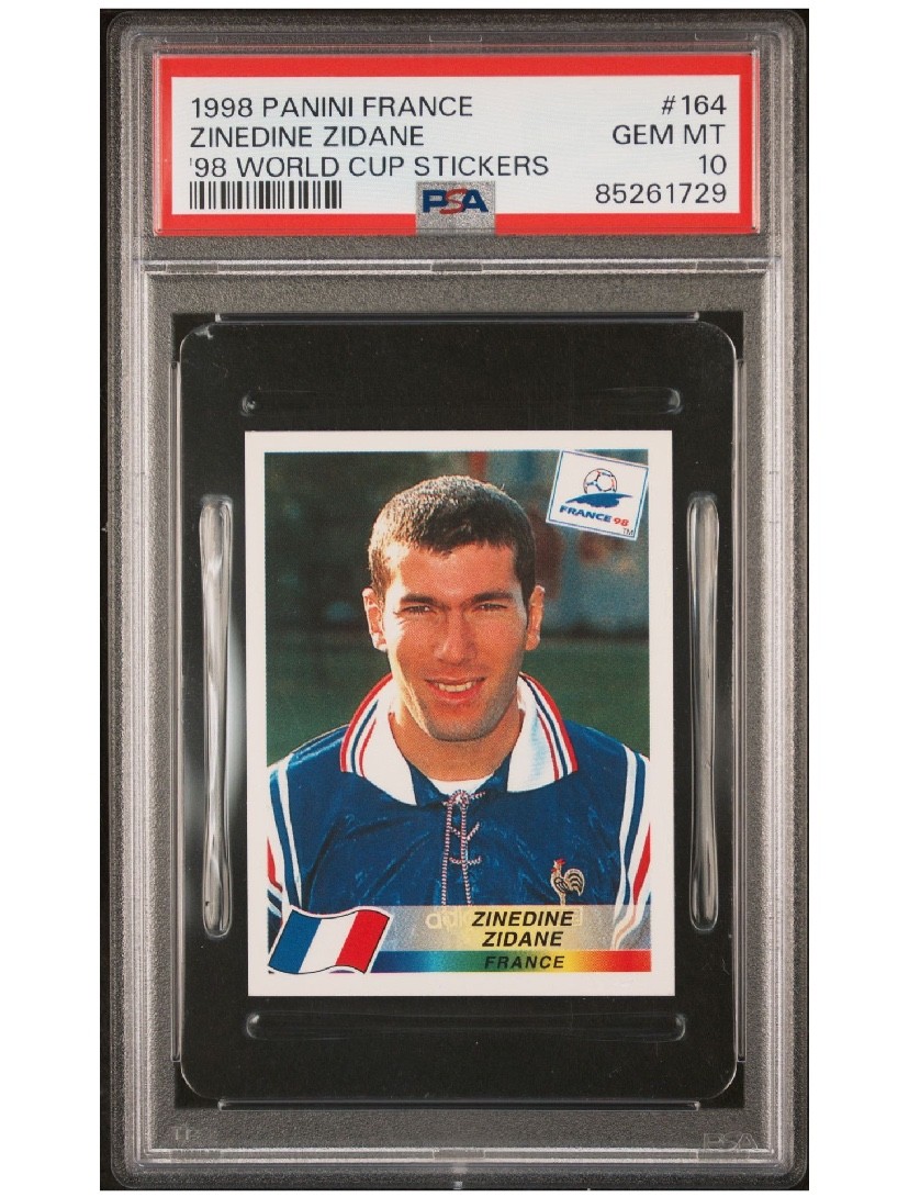 1998 ZINEDINE ZIDANE PSA 10 PANINI FRANCE '98 WORLD CUP STICKERS (#164)