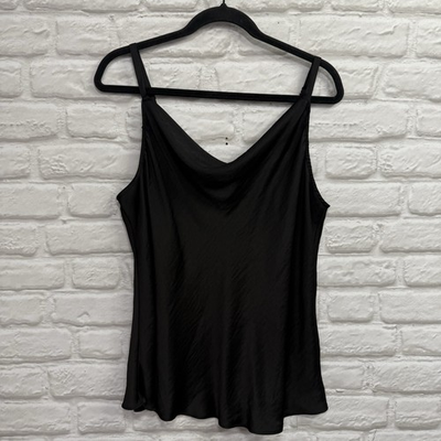 #ad Torrid Black Tank Top Silky Slip Cami Whimsigoth Ruffle Front Woman Sz 00 M L $19.99