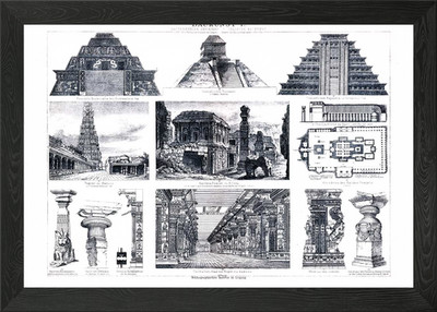 Vintage antike Architektur Illust gerahmtes Wandbild Poster Leinwanddruck Bild