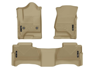 #ad Husky WeatherBeater Front 2nd Row Floor Mats 3 pc Fits Many 14 19 Chevy GMC Tan $127.49