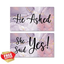 He Asked She Said YES Painted Wood Wedding Engagement Photo Prop