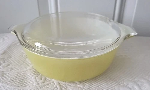 Vintage Pyrex Verde Yellow Greenish   1 Pt Casserole Dish & Lid 470C 471 VGC