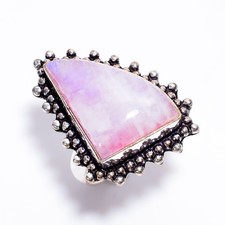 Natural Rainbow Moonstone Gemstone 925 Sterling Silver Ring 7.75 US Gift For Her