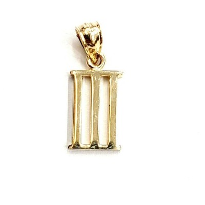 Neu 14KT Gelbgold massiv römische Zahl 3 Anhänger Charm Geschenk feiner Schmuck 1,3g