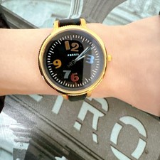 Fossil ES4963 Monroe Three-Hand Black Leather Ladies Watch