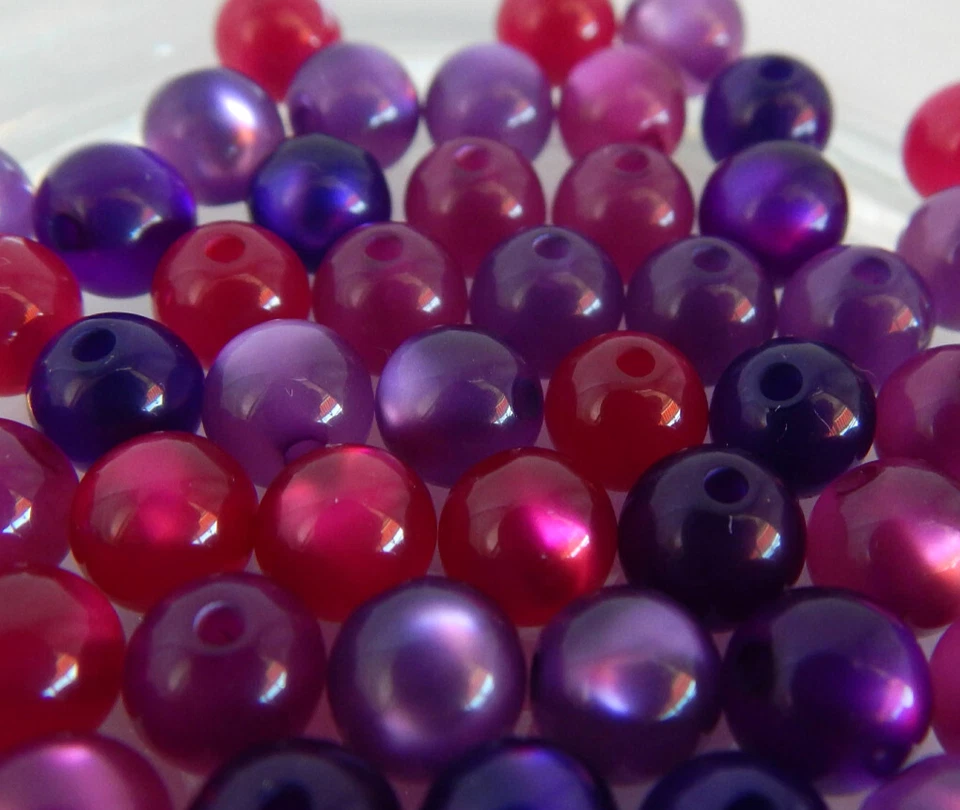 24 PolarisPerlen 10mm groß rund glänzend Farbmix Lila Purple Brombeer - Bild 2 von 2