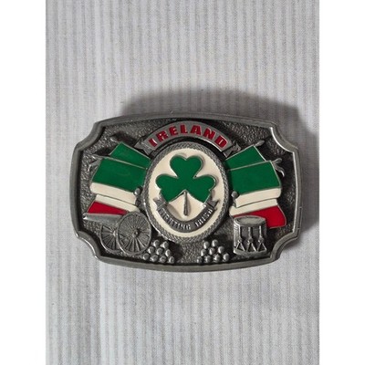 Tanside Ltd Ireland Fighting Irish Belt Buckle Shamrock Flag Vintage 2004 DD236