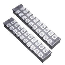 2pcs Dual Rows 10 Positions 600V 45A Cable Barrier Terminal Block Strip