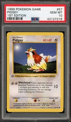 Pokemon Pidgey Base Set Shadowless 1st Edition #57 PSA 10 Gem Mint