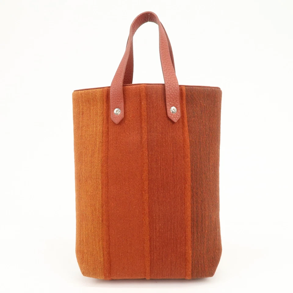 Mini Bolso de Mano HERMES Amedaba PM Lana Lona Cuero Naranja Auténtico Usado Envío Gratis Foto 2 de 4