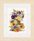 Lanarte Counted Cross Stitch Kit: Pot of Pansies (Evenweave)