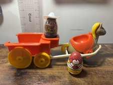 VTG HasBro Weeble Wobbles Western Town, Tan Horse, Cowboy, And Cowgirl