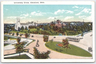 University Circle Cleveland OH Postcard Western Reserve Case Uni Early Cars