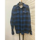 Men's Orvis XL Flannel Shirt Jacket Blue Plaid Button-Up Long Sleeve