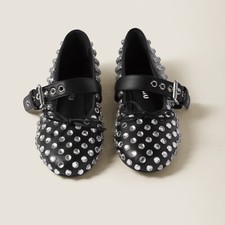 Miu Miu Ballerine in pelle e cristalli 39 it Nero