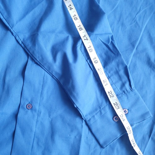 Adolfo Mens Blue Dress Shirt Single Needle Tailoring Long Sleeve Button SZ 18.5 - Picture 9 of 9